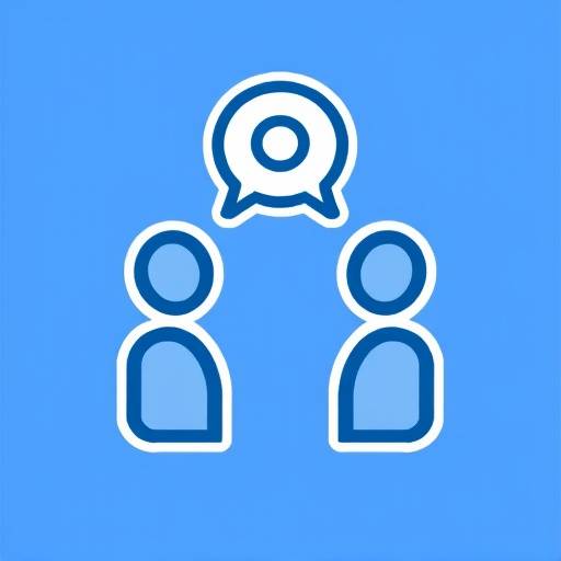 Icona stilizzata di due persone che comunicano, simbolo di interazione e scambio di idee